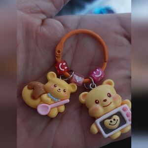 Adorable bear key or handbag charms with spoon and donut charm #kawaii #kidcore